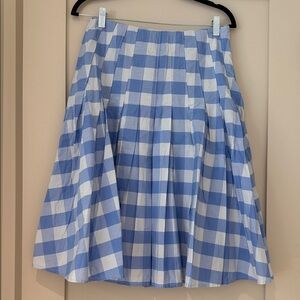 NWT. J. Crew Bristow Gingham Checked pleated organic cotton skirt, size 4